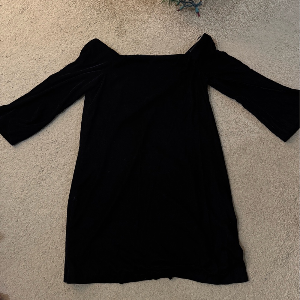 Zara black velvet off shoulder mini dress